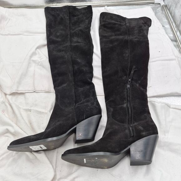 Sam Edelman Julee over-the-knee cowboy boots in black suede size 8.5 - Picture 3 of 6